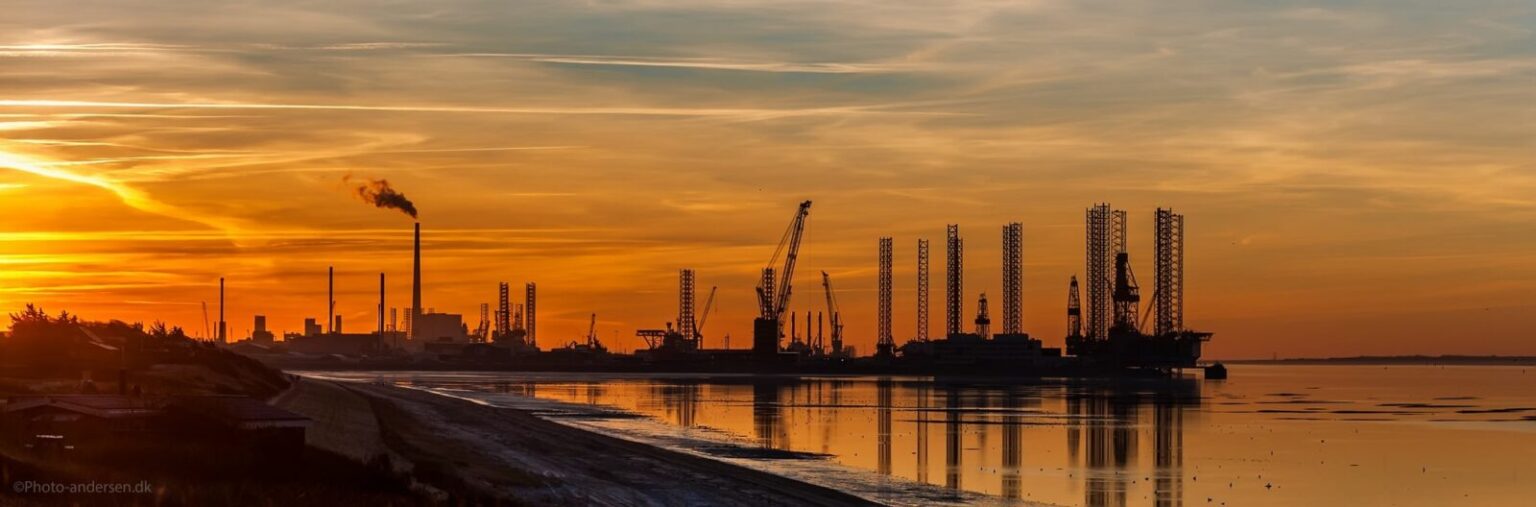 Esbjerg, Danmark vågner op til en smuk solopgang