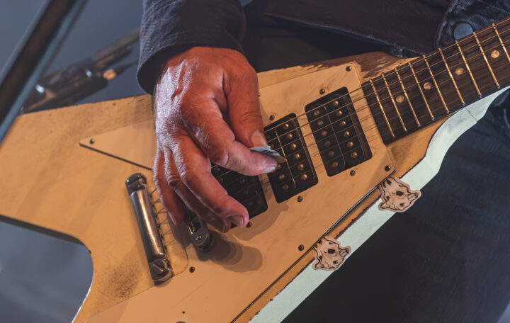 Detalje af Jespers Binzer's guitar under D-A-D koncert på Tobakken i Esbjerg.