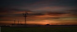 Solnedgang over Roborg ved Tjæreborg, Danmark.