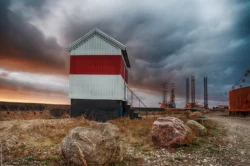 Vinkelfyret som er placeret yderst på molen ved Esbjerg havn