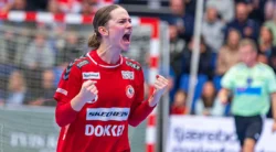 Kaja Kamp i et jubelbrøl for Team Esbjerg i kampen mod Ikast Håndbold i en af de 4 opgør som ventede i november måned