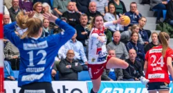 Line Hougaard i duel mod Team Esbjergs Anna Kristensen i den danske dame liga.