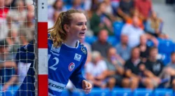 En koncentreret Anna Kristensen i aktion for Team Esbjerg.