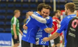 Ribe-Esbjerg-HH - Pelle Schilling , jubler sammen med en anden spiller fra REH Ribe-Esbjerg-HH - Pelle Schilling , jubler sammen med en anden spiller fra REH