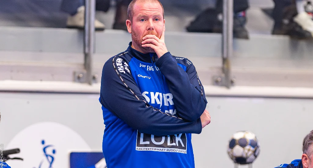 Marc Uhd som er træner for Ribe Esbjerg HH, her ses han i en kamp i Blue Water Dokken